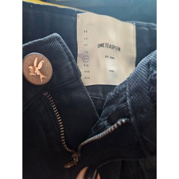 New One Teaspoon Mr Relaxed Straight Leg Denim Shorts Kids 8-9 Black Panther - Picture 7 of 7